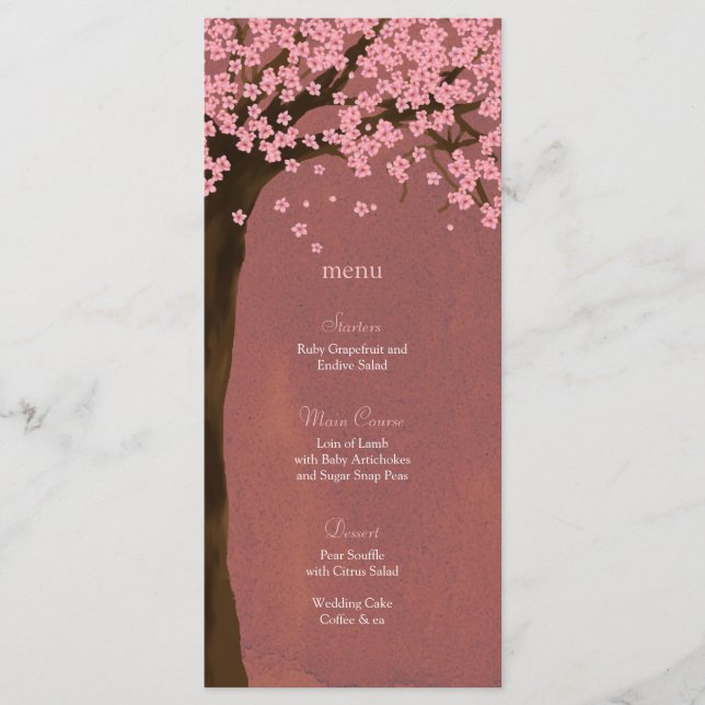 Carte de menu d'aquarelle Cherry Blossom Sakura (D (Devant)