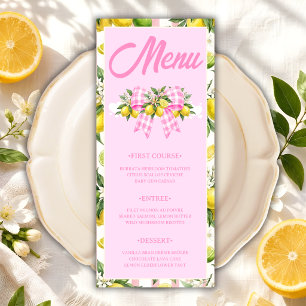 Carte de menu de baby shower avec ruban à carreaux