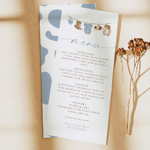 Carte de menu de Baby Shower "Blue Cowboy Clothesl