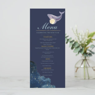 Carte de menu de Baby Shower Celestial Moon Whal