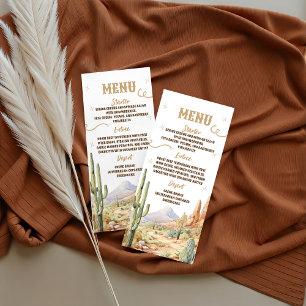Carte de menu de Baby Shower Western