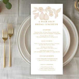 Carte de menu de déjeuner de mariage en or Perfect