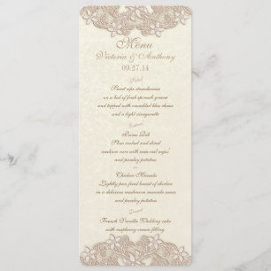 Carte de menu de dentelle florale victorienne