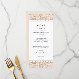 Carte de menu de dîner à bordure festonnée botaniq
