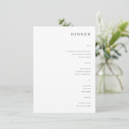 Carte de menu de dîner de mariage à l'esthétique m