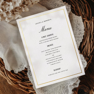 Carte de menu de dîner de mariage élégant noir et 