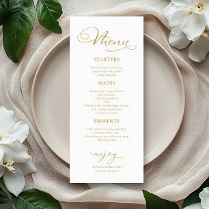 Carte de menu de dîner de mariage élégante avec éc
