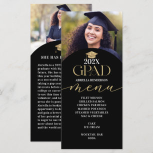 Carte de menu de dîner de remise des diplômes en o