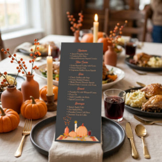 Carte de menu de dîner de Thanksgiving d'automne C