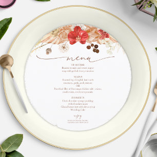 Carte de menu de Fête des mariées Florale Boho en 