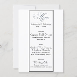 Carte de menu de fête ou de mariage bleu ardoise