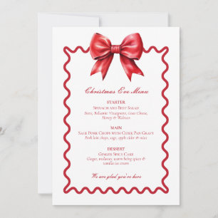 Carte de menu de la veille de Noël Ruban Rouge