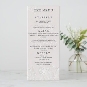 Carte de menu de mariage à arche en relief aveugle