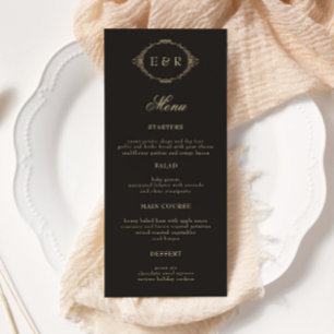 Carte de menu de mariage à cadre baroque orné roma