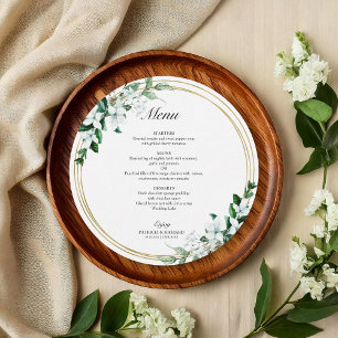 Carte de menu de mariage à cadre doré circulaire a