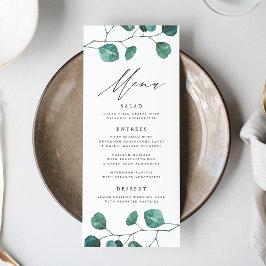 Carte de menu de mariage à la verdure d'eucalyptus