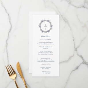 Carte de menu de mariage à monogramme avec couronn