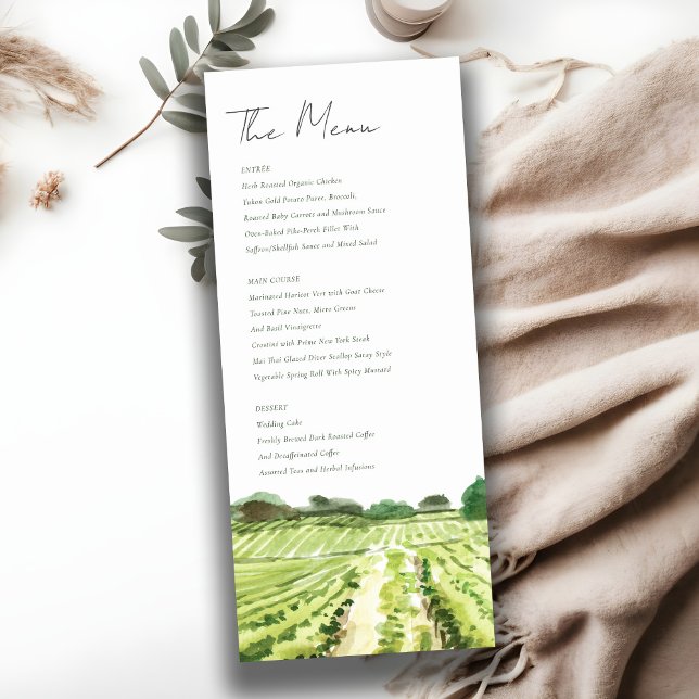 Carte de menu de mariage au vignoble de Winery en  (Créateur téléchargé)
