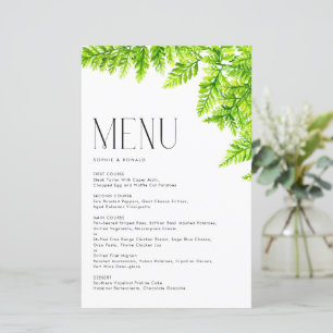 Carte de menu de mariage aux feuilles de fougère v