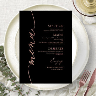 Carte de menu de mariage avec écriture fantaisie p