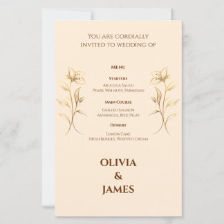 Carte de menu de mariage bohème en terre cuite