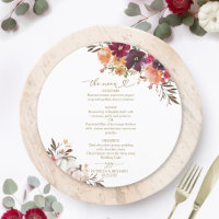 Carte de menu de mariage Cercle de citrouille Tomb