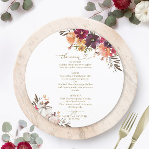 Carte de menu de mariage Cercle de citrouille Tomb