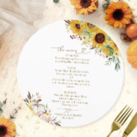Carte de menu de mariage Cercle de Tournesol Citro