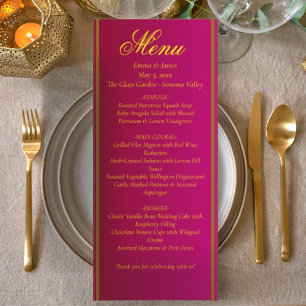 Carte de menu de mariage classique et élégante rou