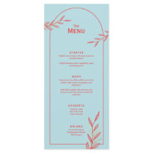 Carte de menu de mariage côtier bleu glace