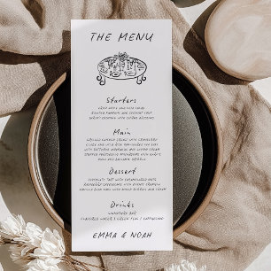Carte de menu de mariage dessinée à la main modern