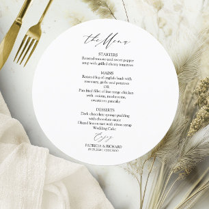 Carte de menu de mariage élégant à calligraphie ci