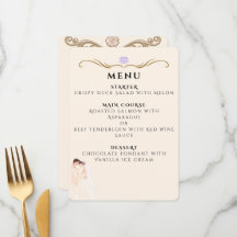 Carte de Menu de Mariage Élégant et Minimaliste po