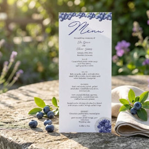 Carte de menu de mariage élégante aux myrtilles