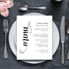 Carte de Menu de Mariage Élégante et Fantaisie pou