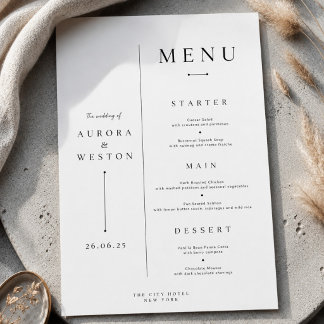 Carte de Menu de Mariage Élégante et Minimaliste C