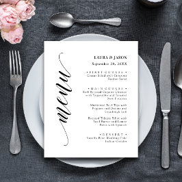 Carte de Menu de Mariage en Écriture Élégante Clas