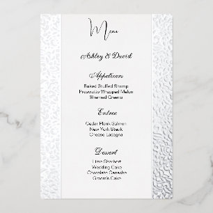 Carte de menu de mariage en feuille d'aluminium
