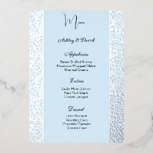 Carte de menu de mariage en papier d'aluminium
