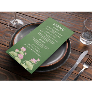 Carte de menu de mariage fleur de lotus