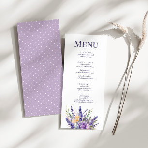 Carte de Menu de Mariage Fleur Sauvage Aquarelle L