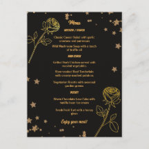 Carte de menu de mariage floral à feuilles d'or lu