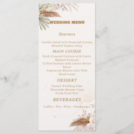 Carte de menu de mariage floral élégant