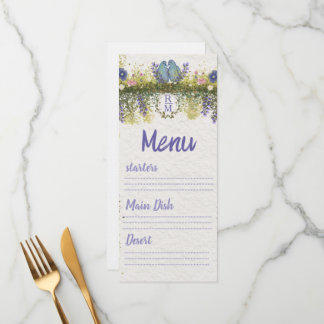 Carte de menu de mariage floral élégant 4x9. 5