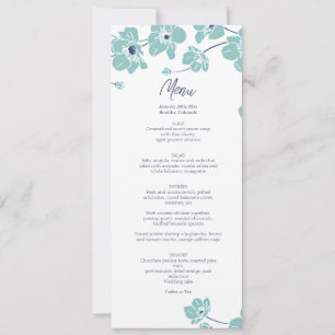 Carte de menu de mariage floral élégant Anémone
