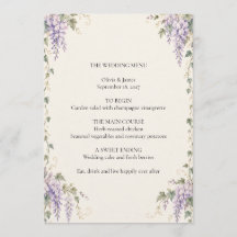 Carte de menu de mariage floral lavande Jardin de