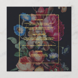 Carte de menu de mariage floral vintage foncé