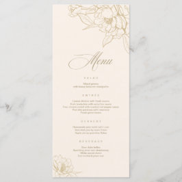 Carte de menu de mariage ivoire, avec pivoine flor