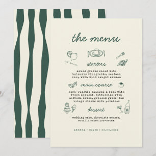 Carte de menu de mariage manuscrite dessinée à la 