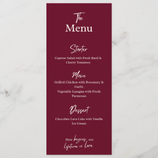 Carte de menu de mariage marron modifiable à plat